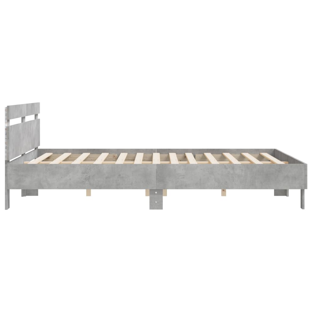 Bedframe met hoofdeinde en LED-licht betongrijs 180x200 cm is nu te koop bij PeponiXL, paradijselijk wonen!