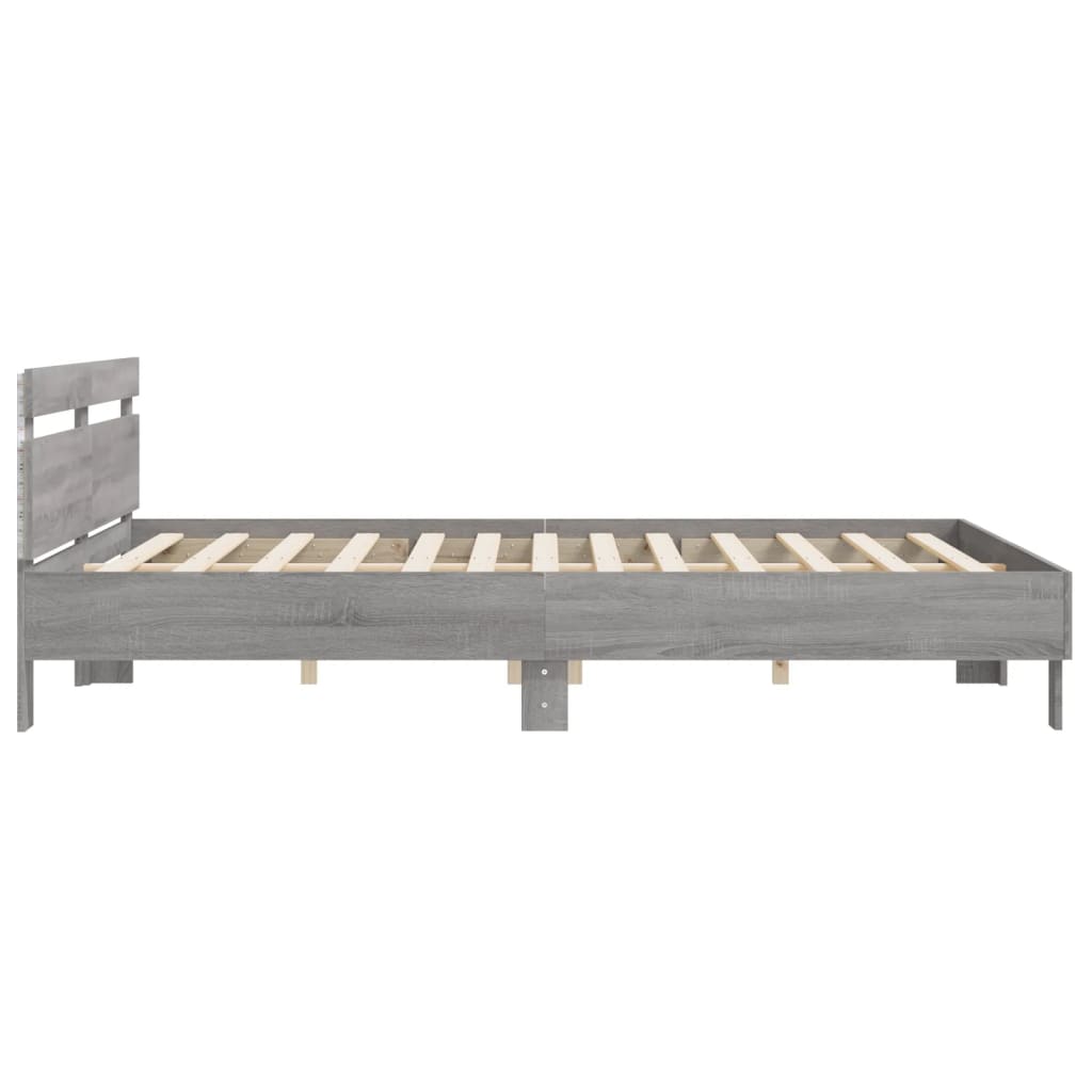 Bedframe met hoofdeinde en LED-licht grijs sonoma 180x200 cm is nu te koop bij PeponiXL, paradijselijk wonen!