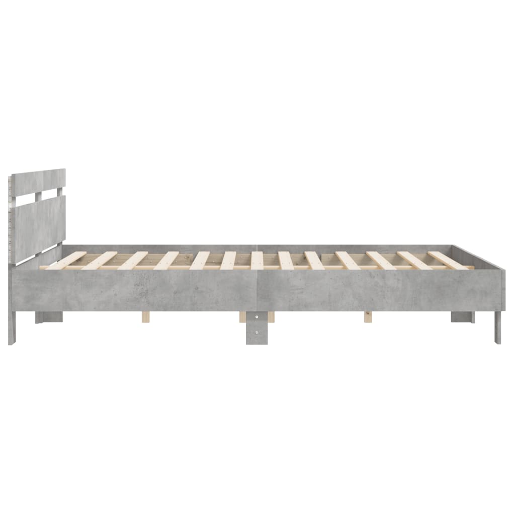 Bedframe met hoofdeinde en LED-licht betongrijs 160x200 cm is nu te koop bij PeponiXL, paradijselijk wonen!