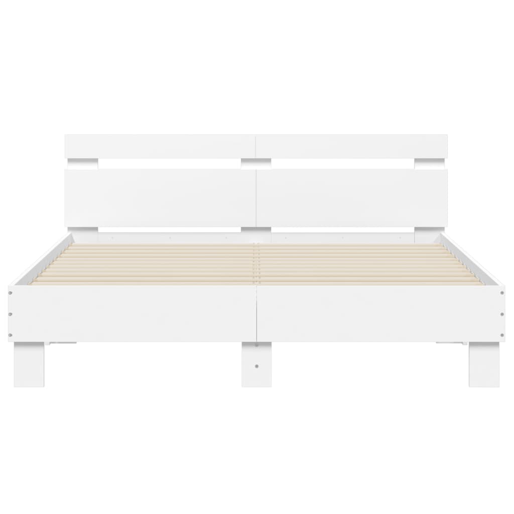 Bedframe met hoofdeinde en LED wit 150x200 cm is nu te koop bij PeponiXL, paradijselijk wonen!