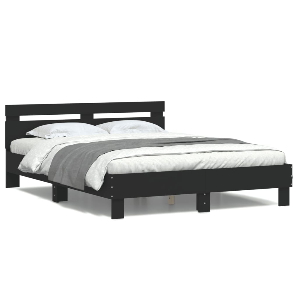 Bedframe met LED zonder matras 150x200 cm zwart is nu te koop bij PeponiXL, paradijselijk wonen!
