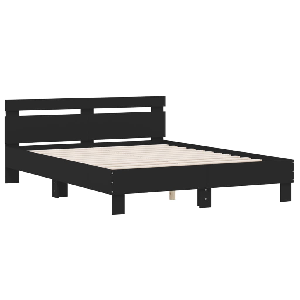 Bedframe met LED zonder matras 150x200 cm zwart is nu te koop bij PeponiXL, paradijselijk wonen!