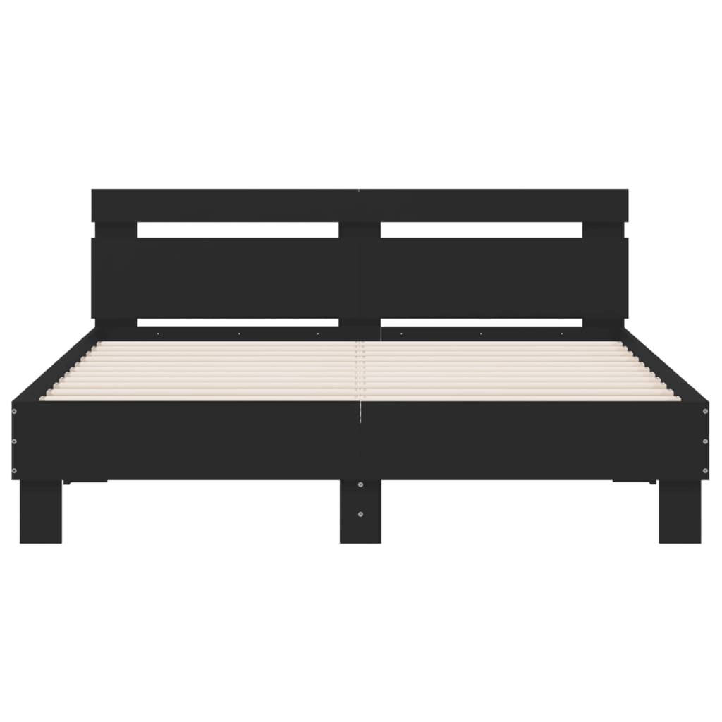 Bedframe met LED zonder matras 150x200 cm zwart is nu te koop bij PeponiXL, paradijselijk wonen!
