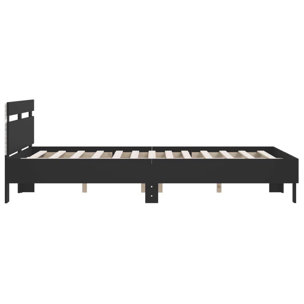 Bedframe met LED zonder matras 150x200 cm zwart is nu te koop bij PeponiXL, paradijselijk wonen!
