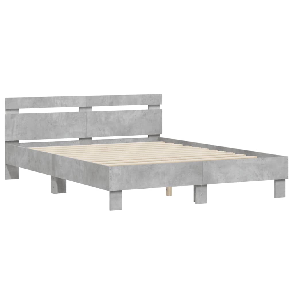 Bedframe met hoofdeinde en LED betongrijs 150x200 cm is nu te koop bij PeponiXL, paradijselijk wonen!