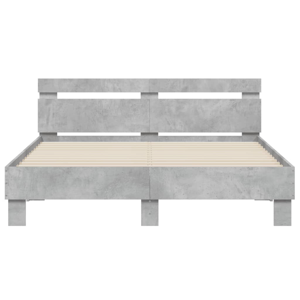 Bedframe met hoofdeinde en LED betongrijs 150x200 cm is nu te koop bij PeponiXL, paradijselijk wonen!