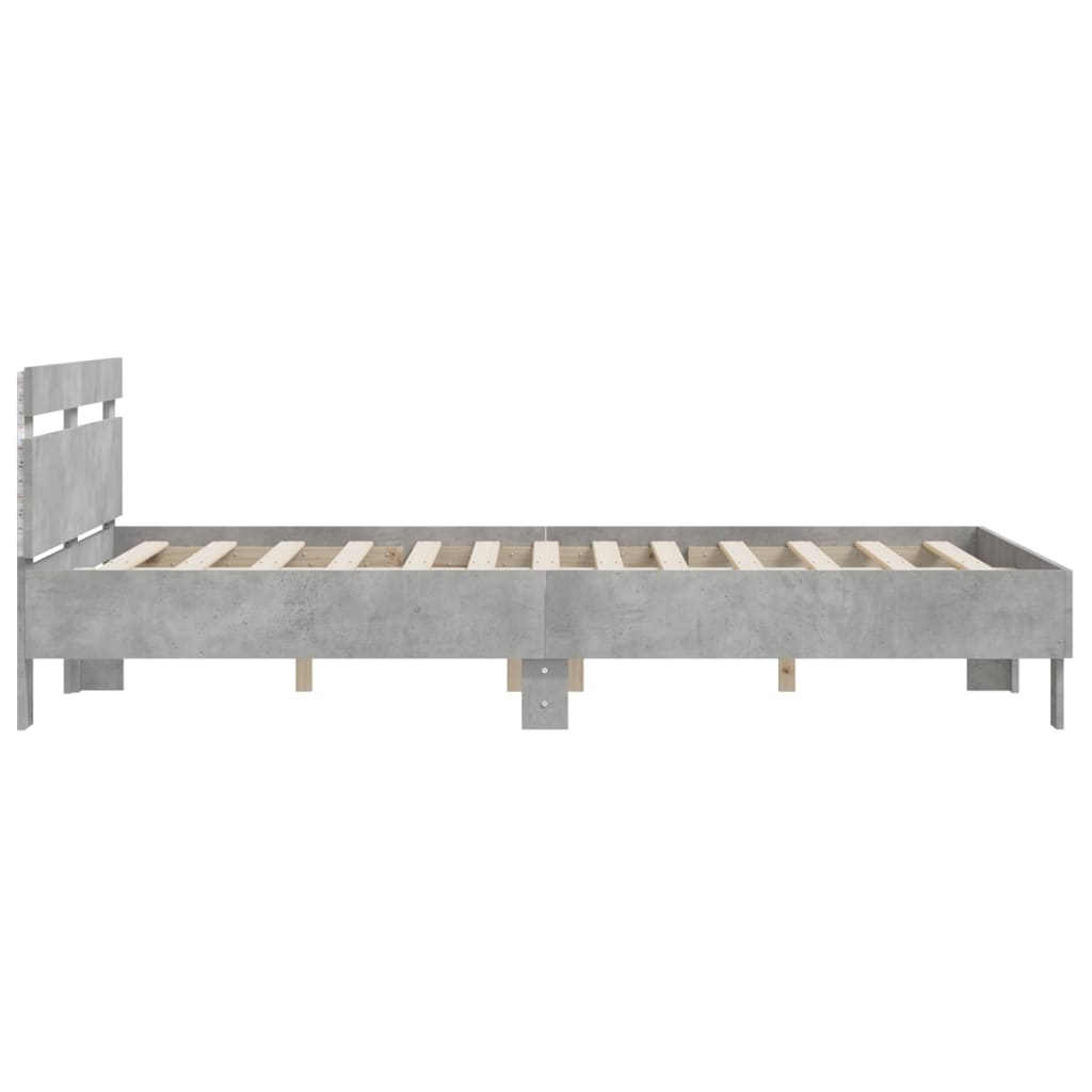 Bedframe met hoofdeinde en LED betongrijs 150x200 cm is nu te koop bij PeponiXL, paradijselijk wonen!