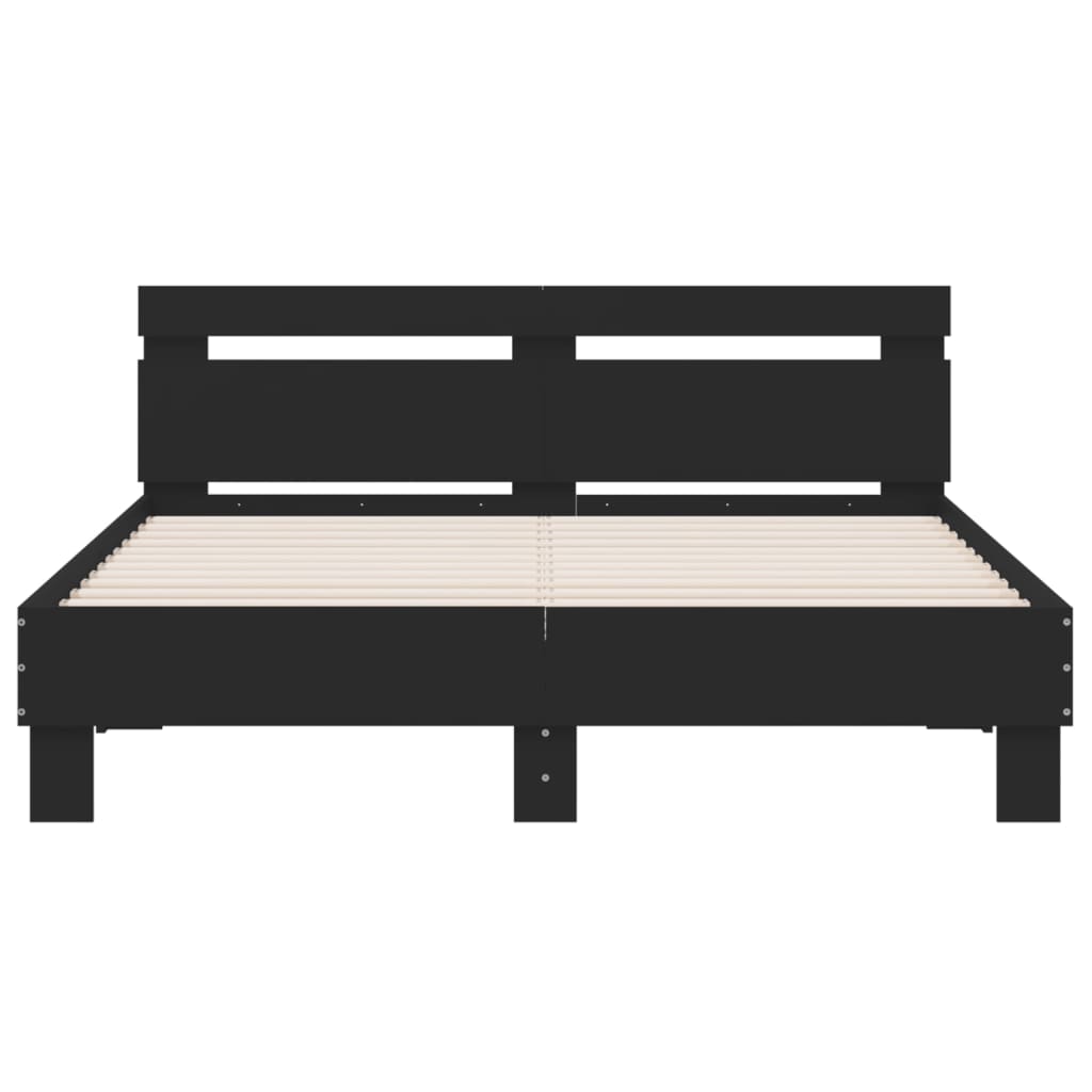 Bedframe met hoofdeinde en LED zwart 140x200 cm is nu te koop bij PeponiXL, paradijselijk wonen!
