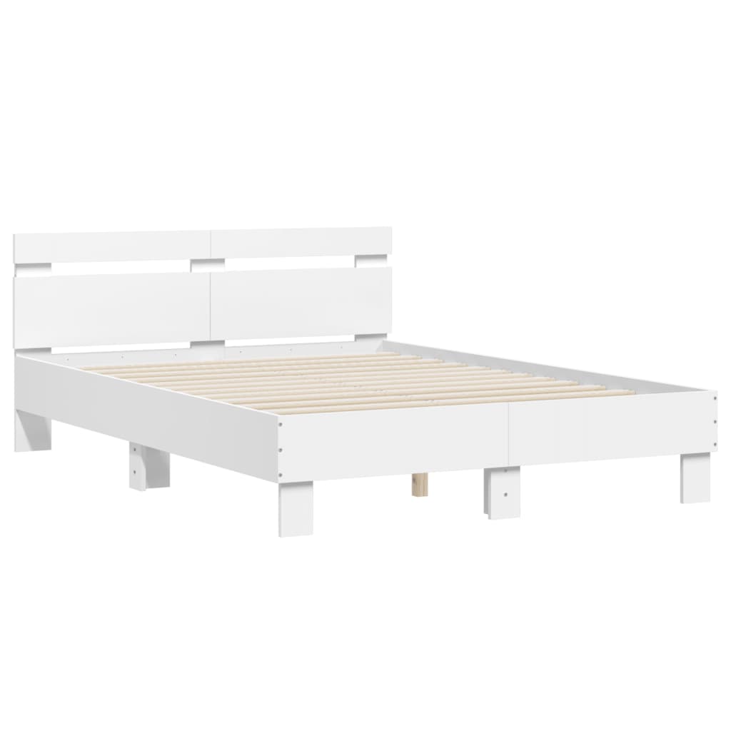 Bedframe met hoofdeinde en LED wit 120x200 cm is nu te koop bij PeponiXL, paradijselijk wonen!
