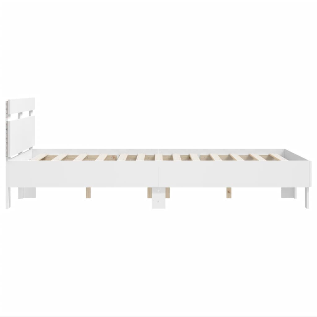 Bedframe met hoofdeinde en LED wit 120x200 cm is nu te koop bij PeponiXL, paradijselijk wonen!