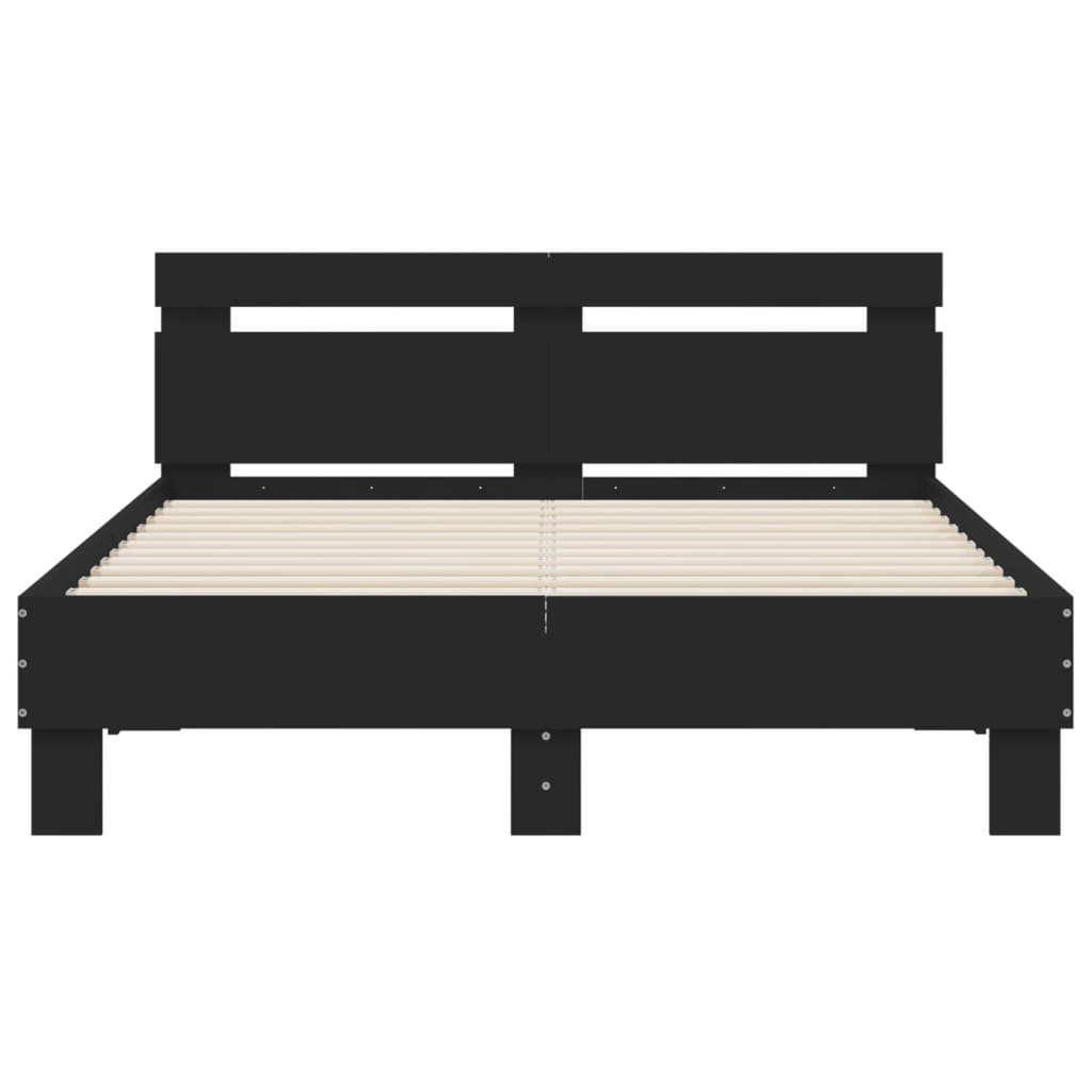 Bedframe met hoofdeinde en LED zwart 120x200 cm is nu te koop bij PeponiXL, paradijselijk wonen!