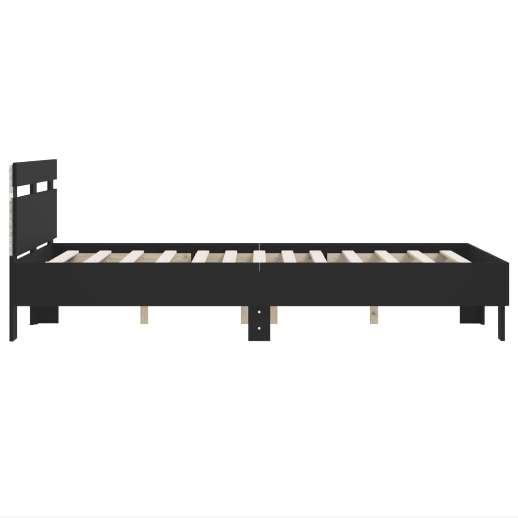 Bedframe met hoofdeinde en LED zwart 120x200 cm is nu te koop bij PeponiXL, paradijselijk wonen!