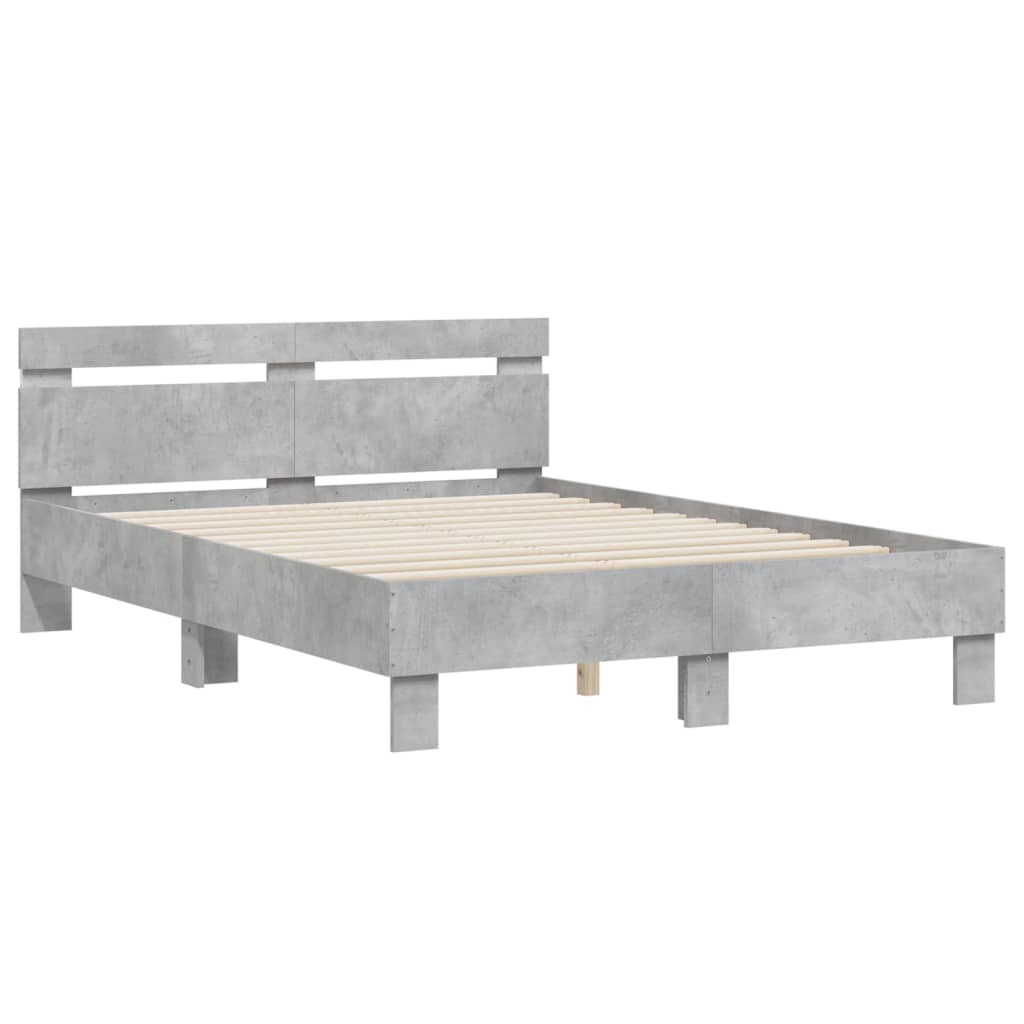 Bedframe met hoofdeinde en LED betongrijs 120x200 cm is nu te koop bij PeponiXL, paradijselijk wonen!