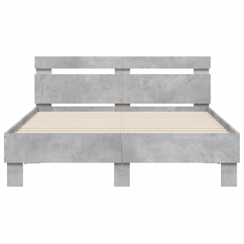 Bedframe met hoofdeinde en LED betongrijs 120x200 cm is nu te koop bij PeponiXL, paradijselijk wonen!