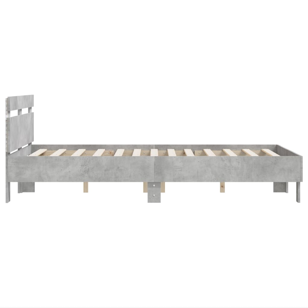 Bedframe met hoofdeinde en LED betongrijs 120x200 cm is nu te koop bij PeponiXL, paradijselijk wonen!