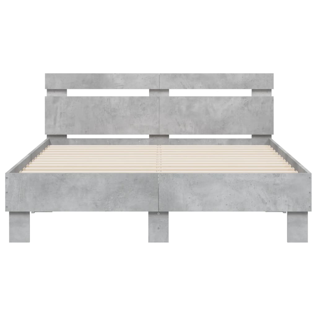Bedframe met hoofdeinde en LED betongrijs 135x190 cm is nu te koop bij PeponiXL, paradijselijk wonen!