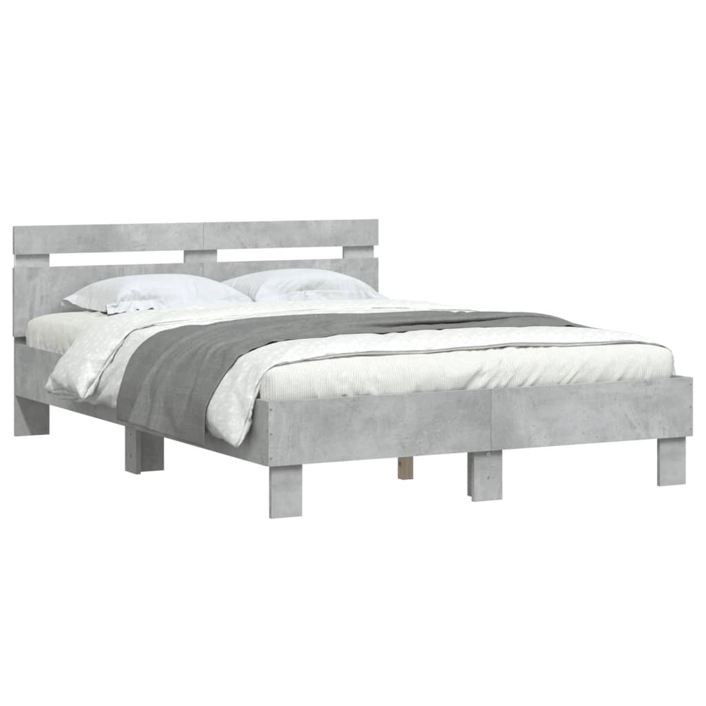 Bedframe met hoofdeinde en LED betongrijs 120x190 cm is nu te koop bij PeponiXL, paradijselijk wonen!