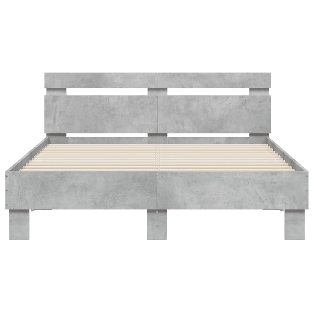 Bedframe met hoofdeinde en LED betongrijs 120x190 cm is nu te koop bij PeponiXL, paradijselijk wonen!