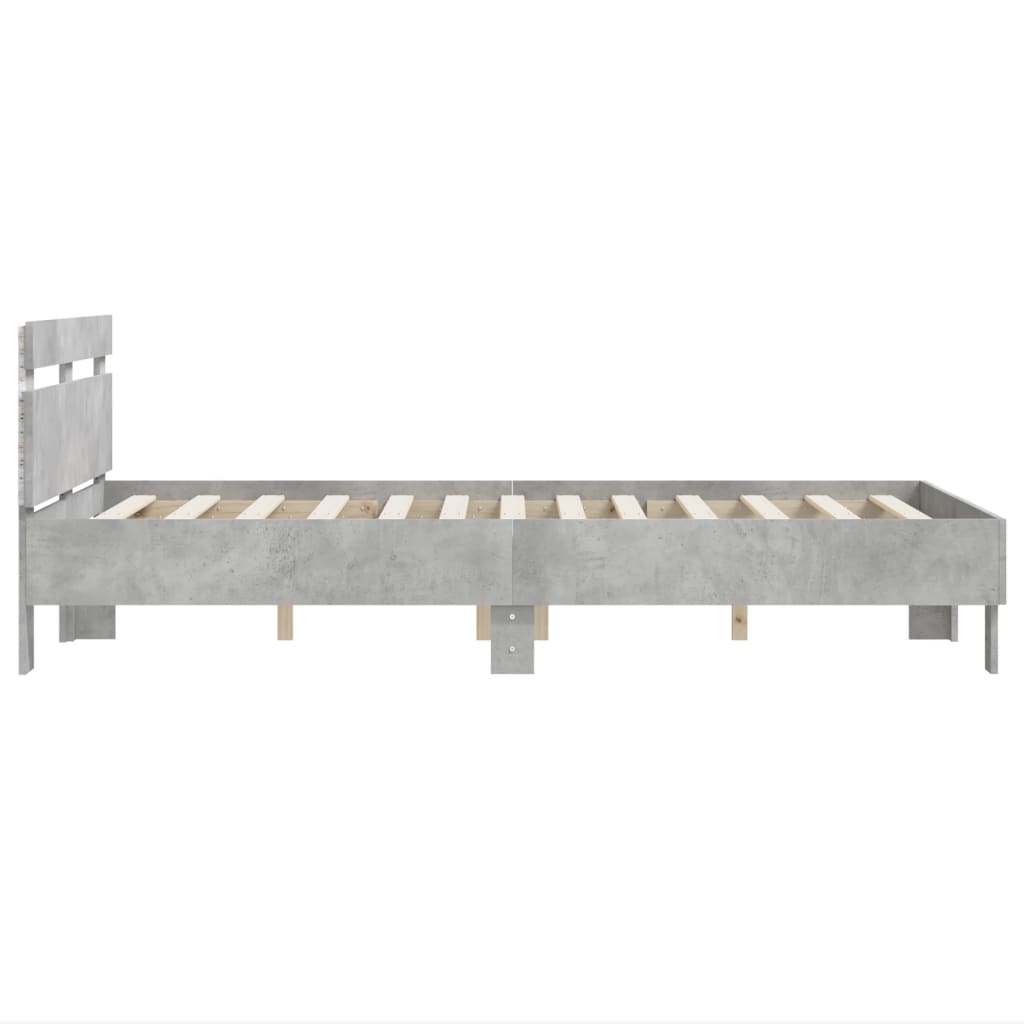 Bedframe met hoofdeinde en LED betongrijs 120x190 cm is nu te koop bij PeponiXL, paradijselijk wonen!