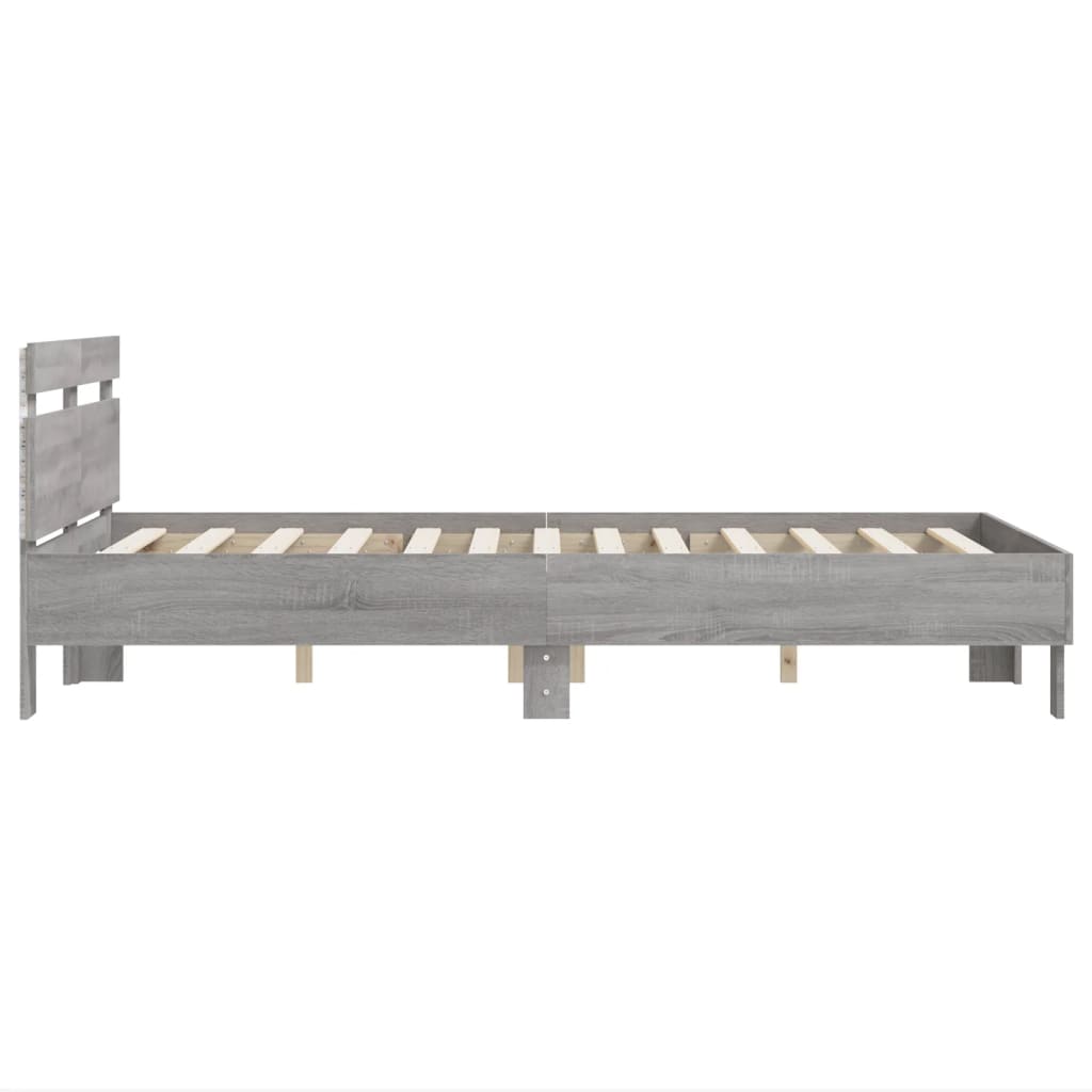 Bedframe met hoofdeinde en LED grijs sonoma eiken 120x190 cm is nu te koop bij PeponiXL, paradijselijk wonen!