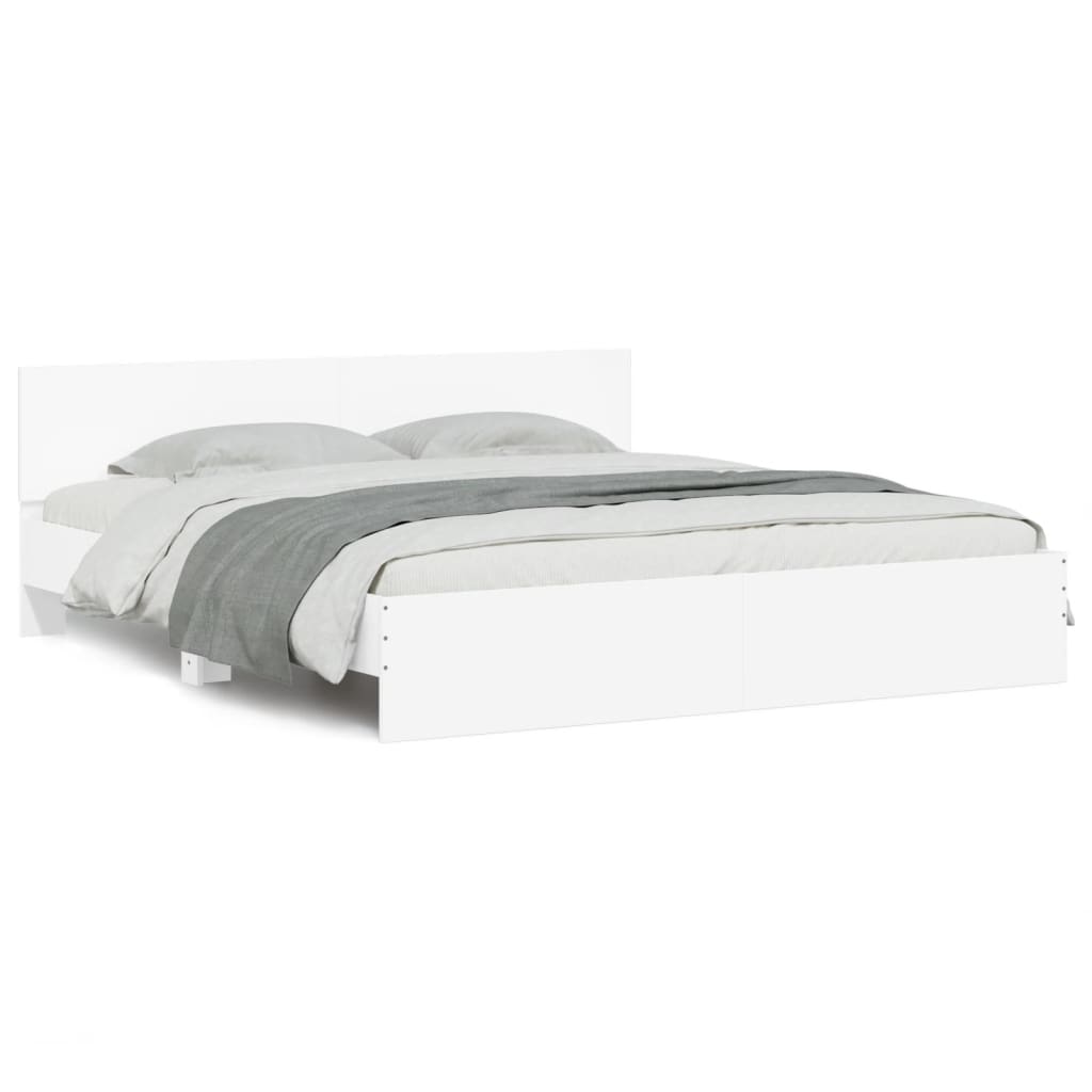 Bedframe met hoofdeinde en LED-verlichting wit 200x200 cm is nu te koop bij PeponiXL, paradijselijk wonen!