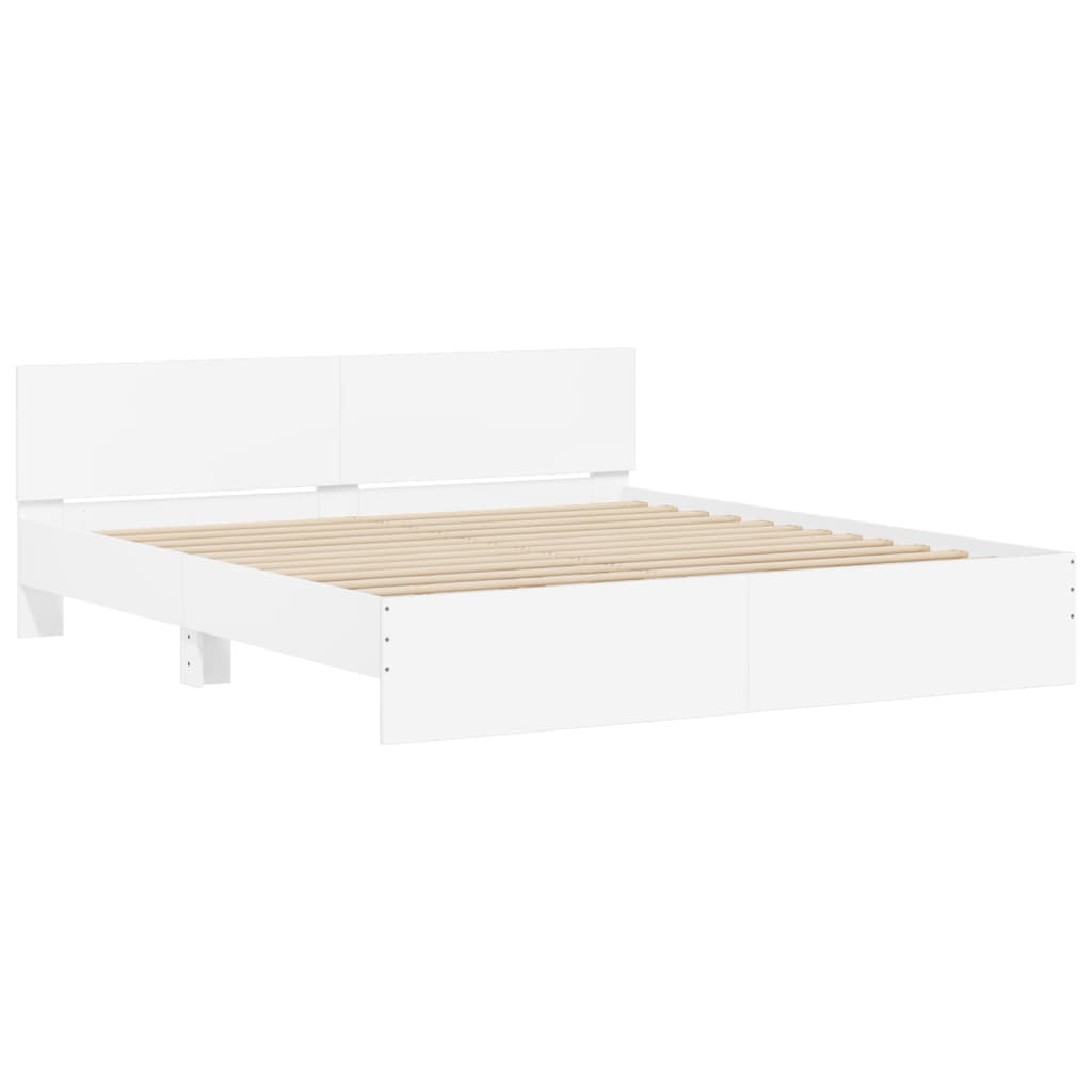 Bedframe met hoofdeinde en LED-verlichting wit 200x200 cm is nu te koop bij PeponiXL, paradijselijk wonen!
