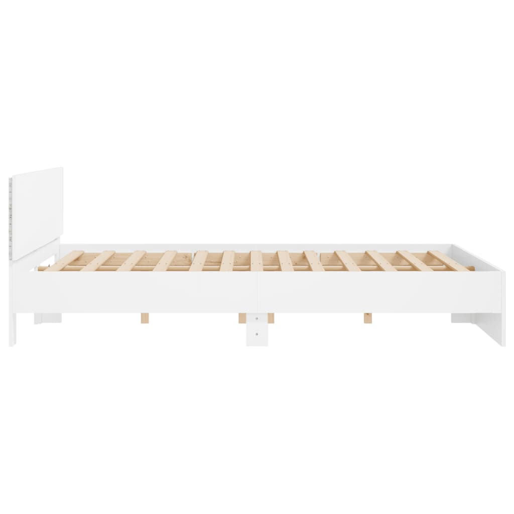 Bedframe met hoofdeinde en LED-verlichting wit 200x200 cm is nu te koop bij PeponiXL, paradijselijk wonen!