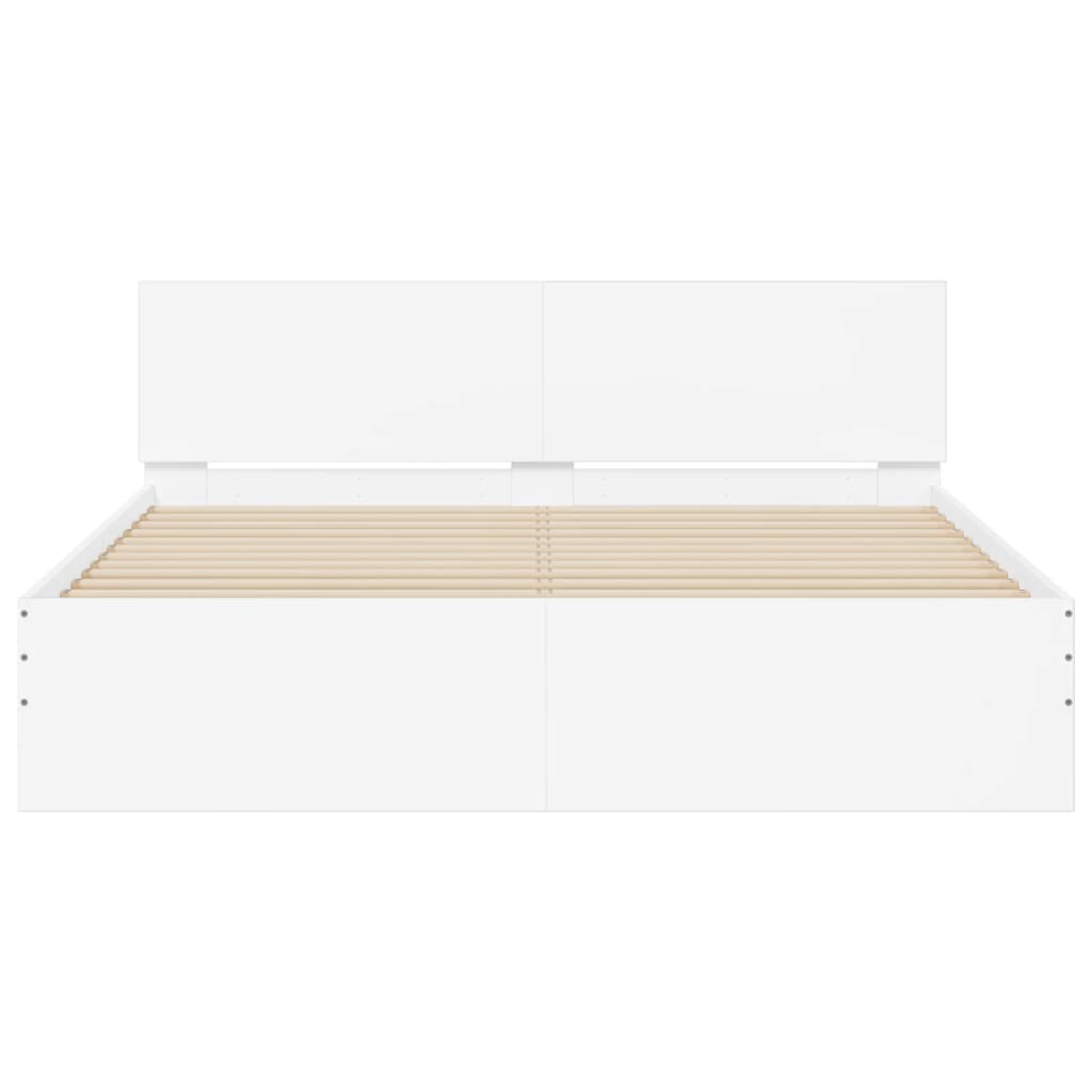 Bedframe met hoofdeinde en LED-verlichting wit 160x200 cm is nu te koop bij PeponiXL, paradijselijk wonen!