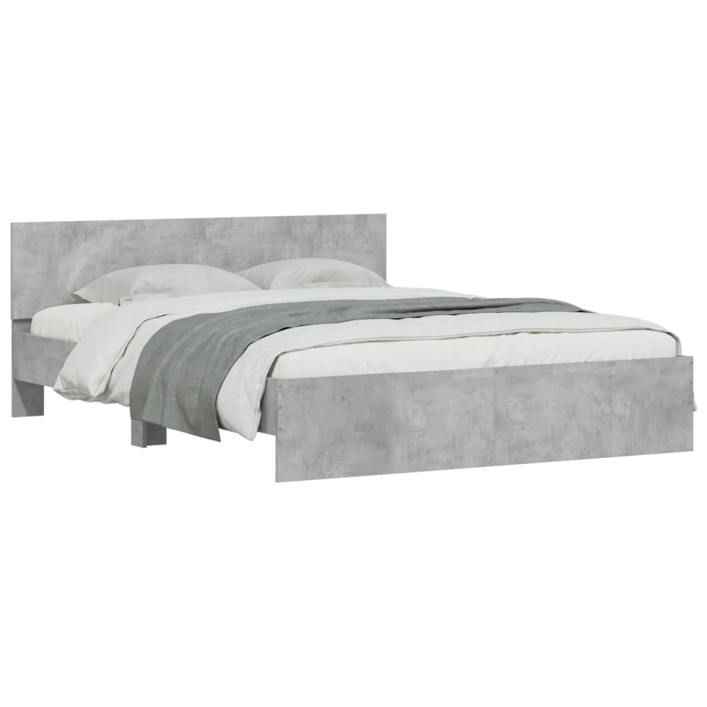 Bedframe met hoofdeinde en LED-licht betongrijs 160x200 cm is nu te koop bij PeponiXL, paradijselijk wonen!