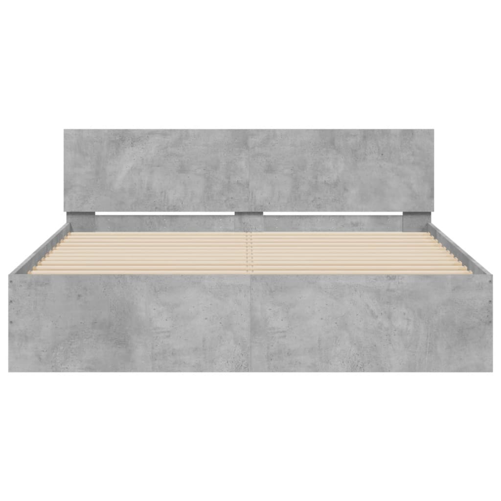Bedframe met hoofdeinde en LED-licht betongrijs 160x200 cm is nu te koop bij PeponiXL, paradijselijk wonen!