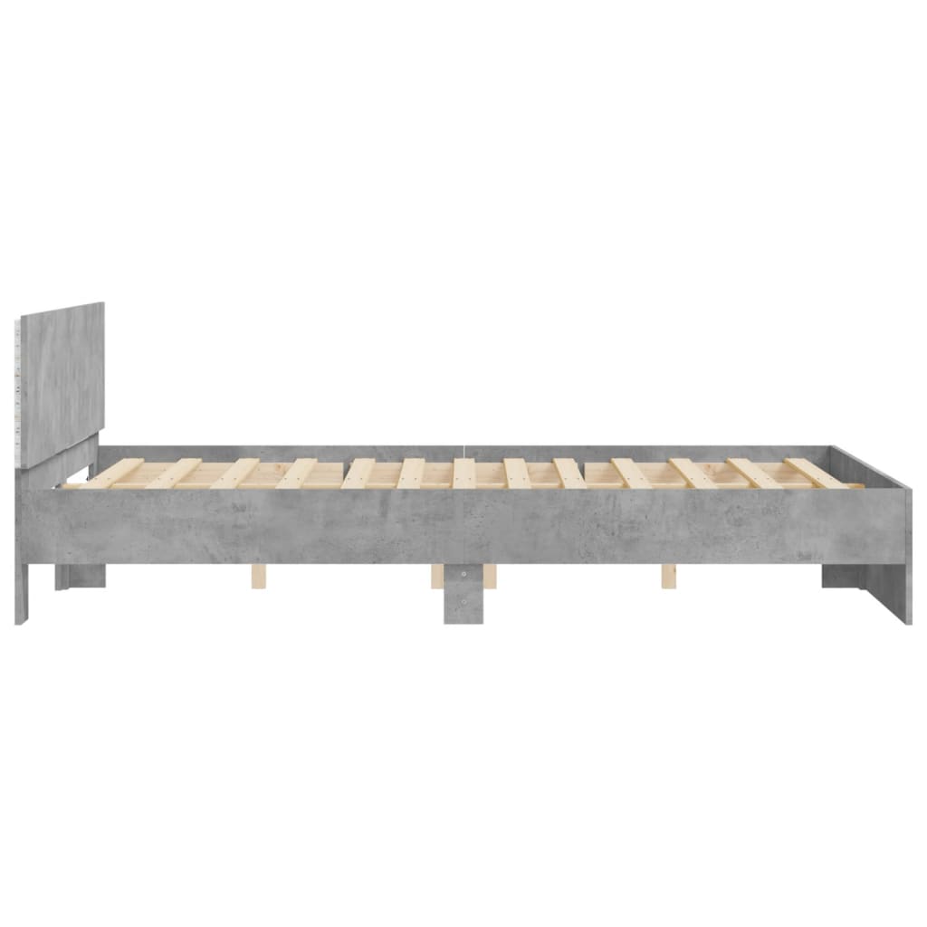Bedframe met hoofdeinde en LED-licht betongrijs 160x200 cm is nu te koop bij PeponiXL, paradijselijk wonen!
