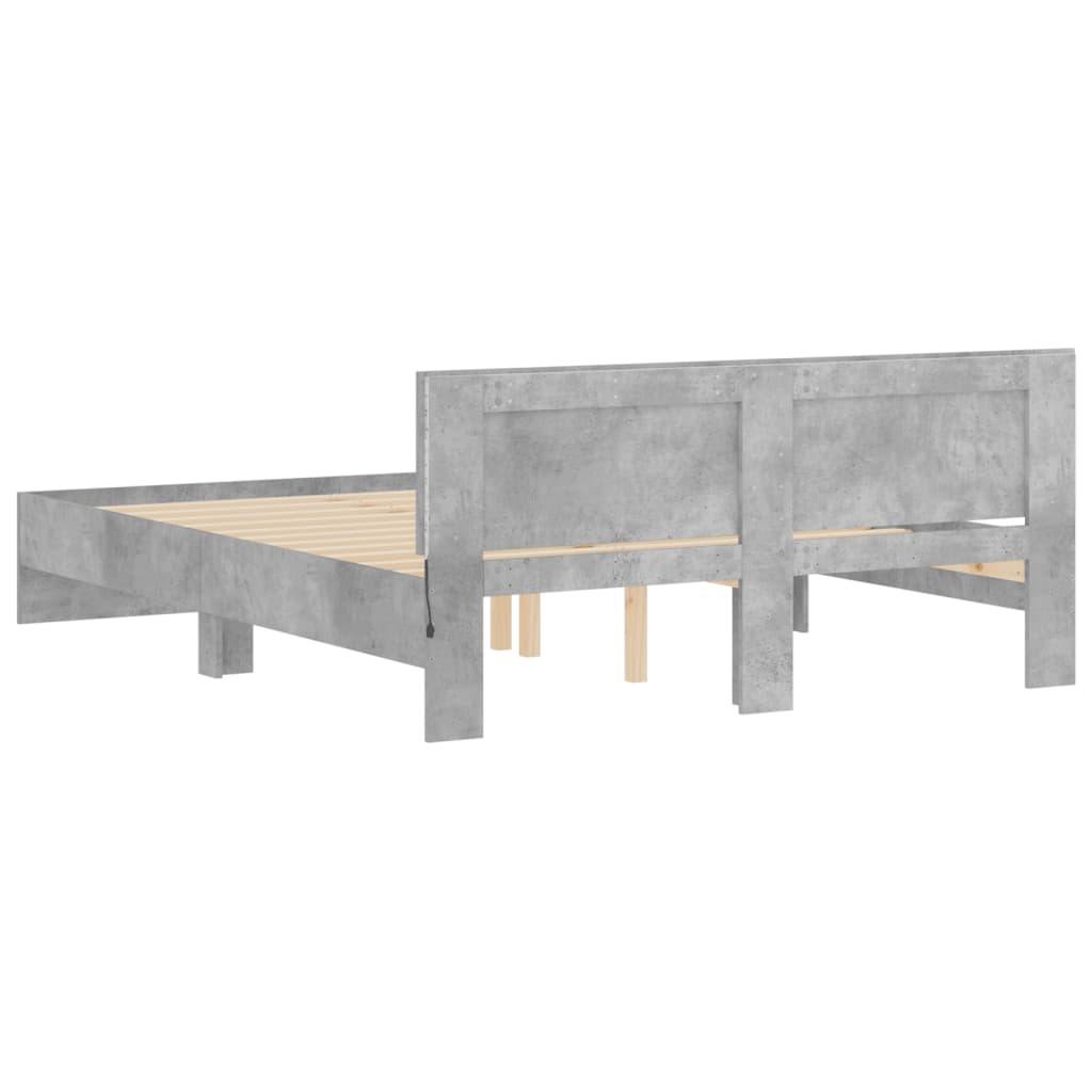 Bedframe met hoofdeinde en LED-licht betongrijs 160x200 cm is nu te koop bij PeponiXL, paradijselijk wonen!