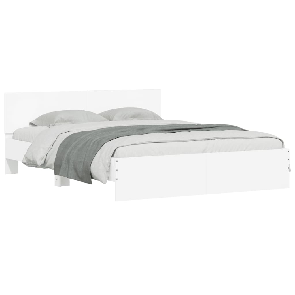 Bedframe met hoofdeinde en LED wit 150x200 cm is nu te koop bij PeponiXL, paradijselijk wonen!