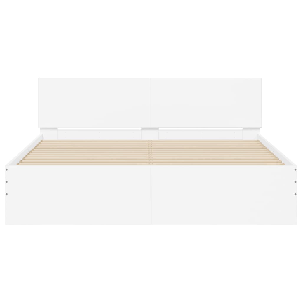 Bedframe met hoofdeinde en LED wit 150x200 cm is nu te koop bij PeponiXL, paradijselijk wonen!