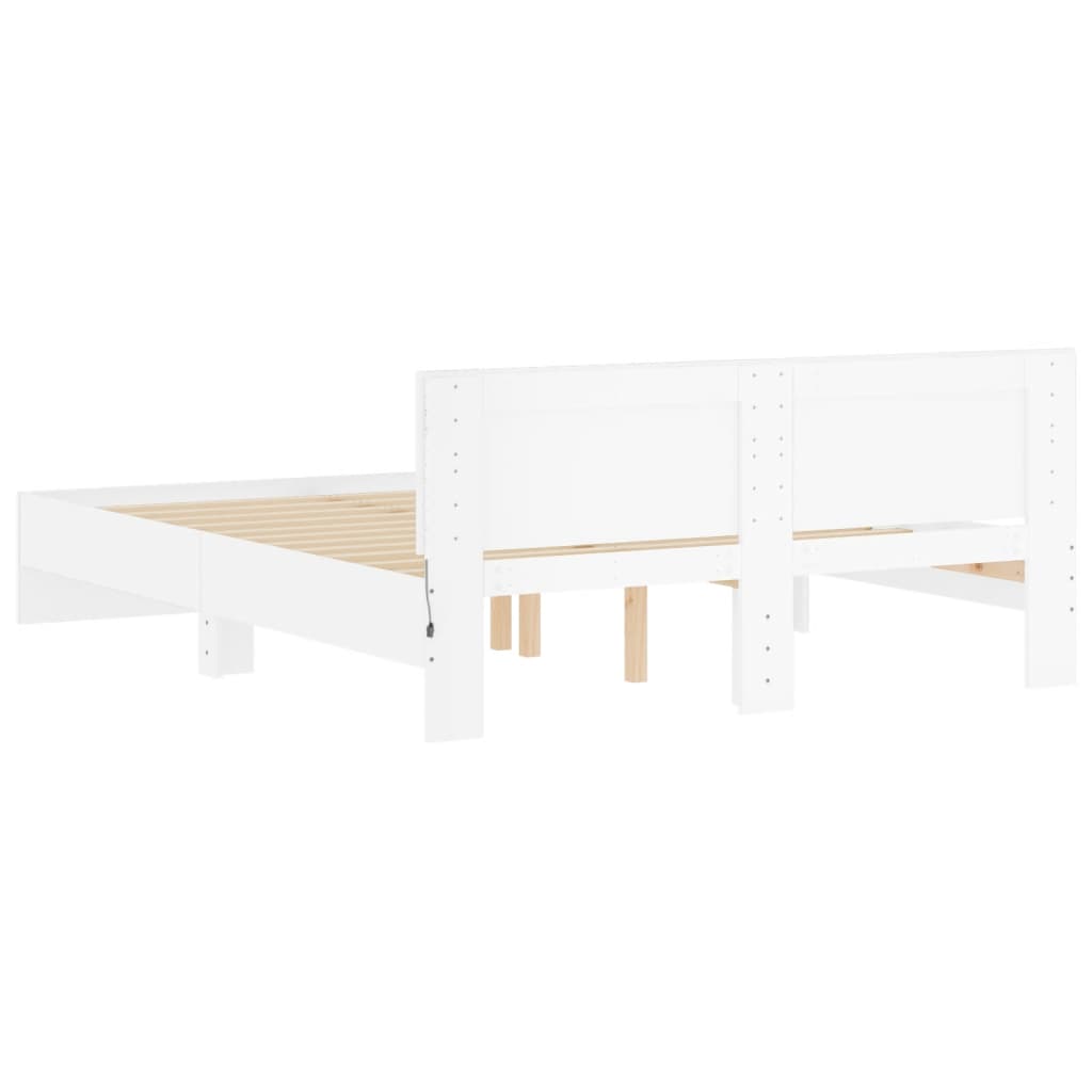 Bedframe met hoofdeinde en LED wit 150x200 cm is nu te koop bij PeponiXL, paradijselijk wonen!