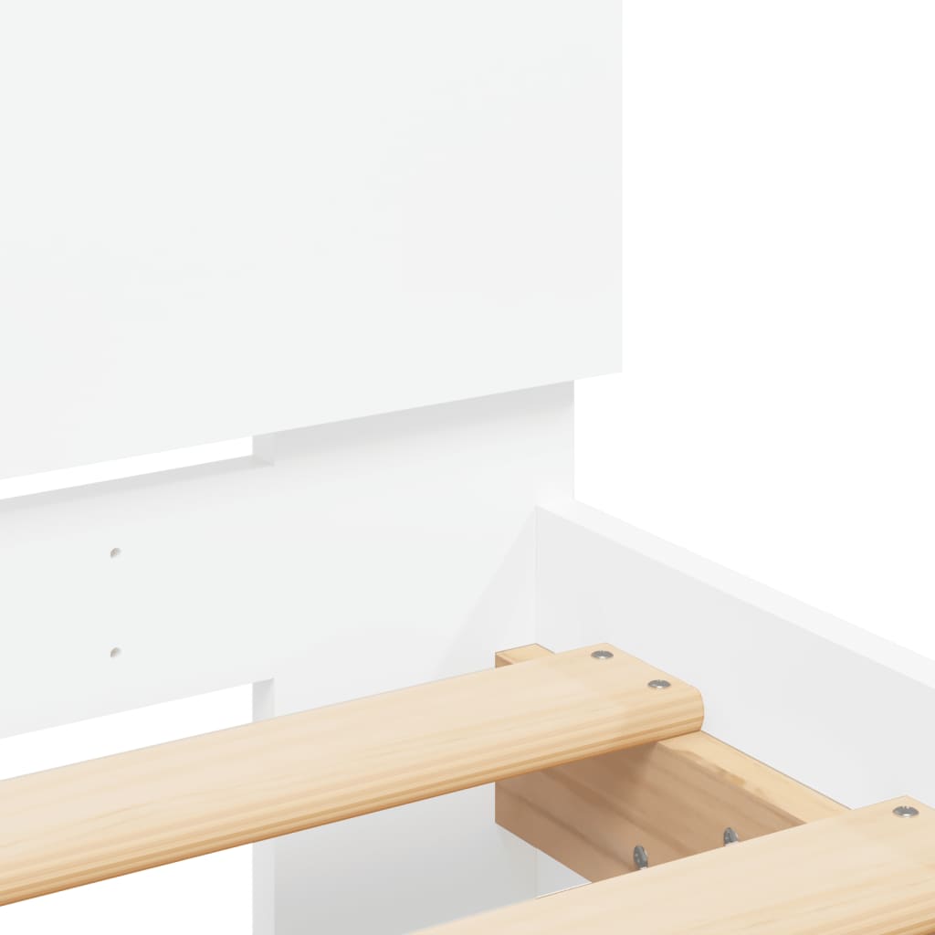 Bedframe met hoofdeinde en LED wit 150x200 cm is nu te koop bij PeponiXL, paradijselijk wonen!