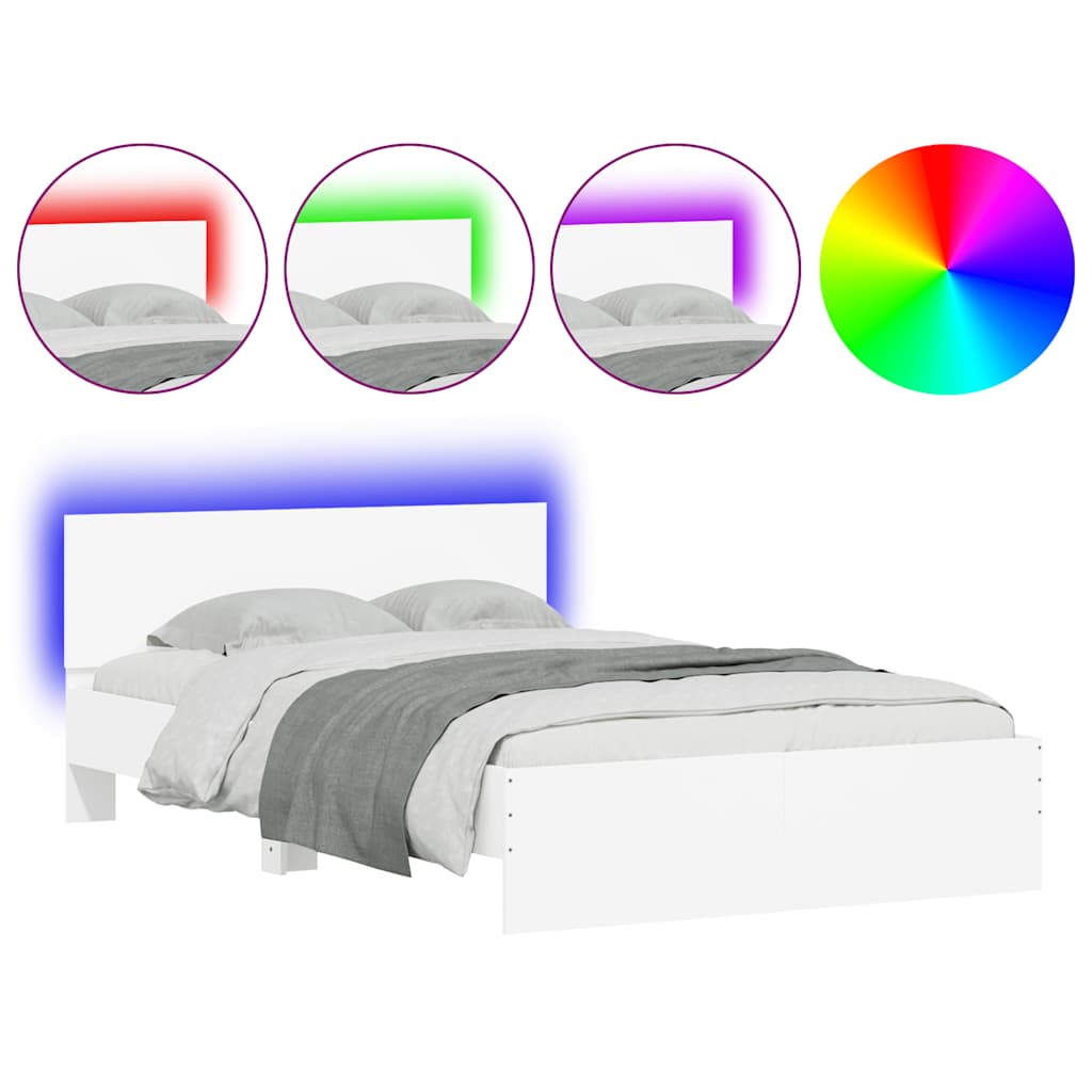 Bedframe met hoofdeinde en LED wit 140x200 cm is nu te koop bij PeponiXL, paradijselijk wonen!
