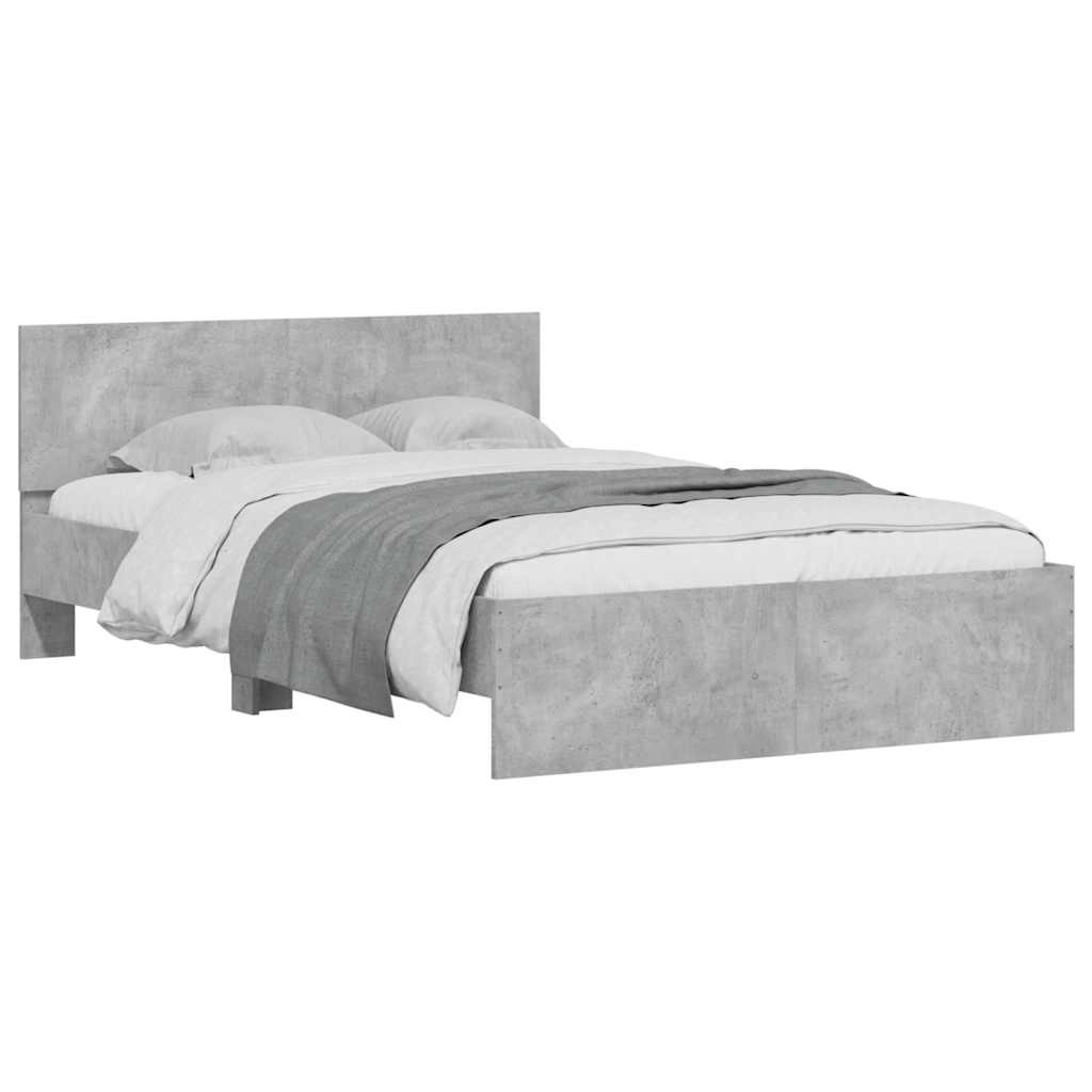 Bedframe met hoofdeinde en LED betongrijs 140x200 cm is nu te koop bij PeponiXL, paradijselijk wonen!