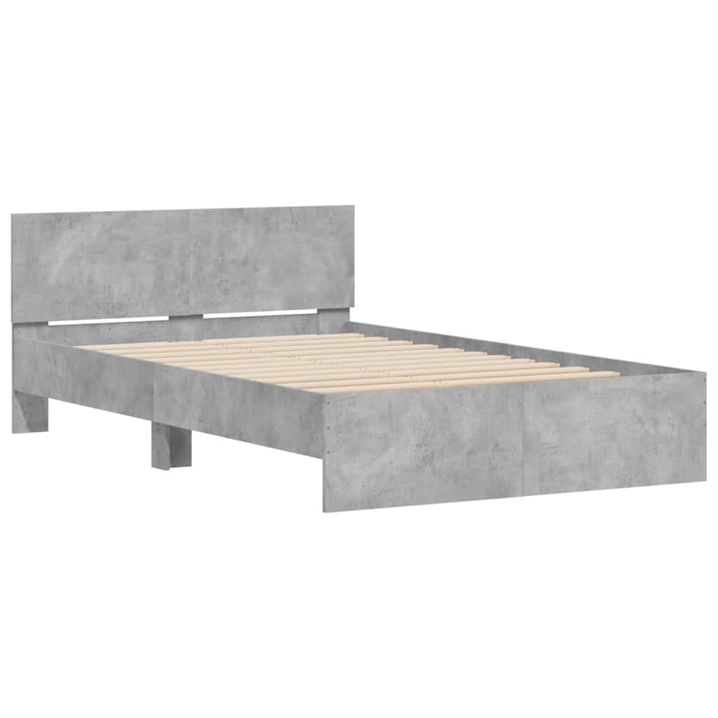 Bedframe met hoofdeinde en LED betongrijs 140x200 cm is nu te koop bij PeponiXL, paradijselijk wonen!