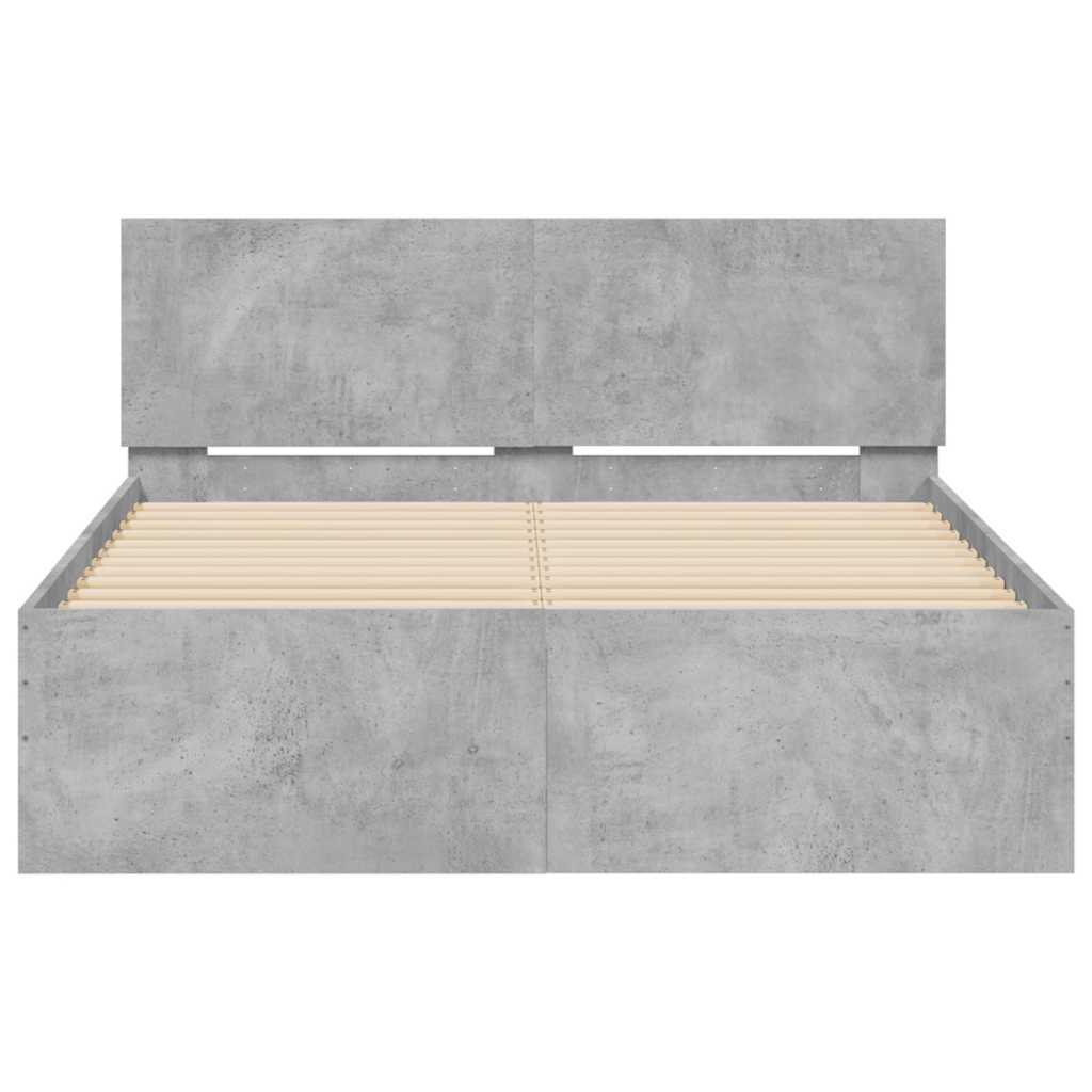 Bedframe met hoofdeinde en LED betongrijs 140x200 cm is nu te koop bij PeponiXL, paradijselijk wonen!