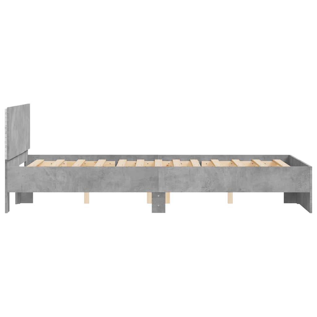 Bedframe met hoofdeinde en LED betongrijs 140x200 cm is nu te koop bij PeponiXL, paradijselijk wonen!