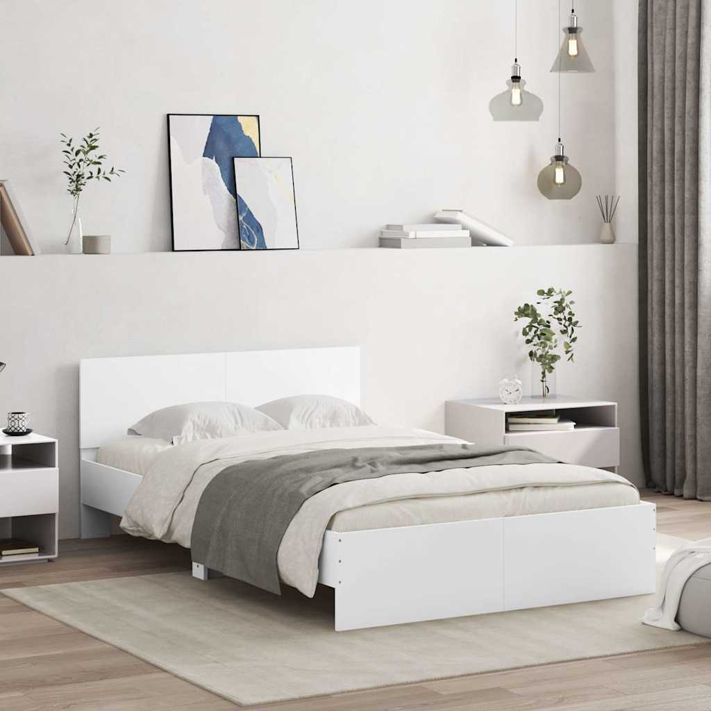Bedframe met hoofdeinde en LED wit 120x200 cm is nu te koop bij PeponiXL, paradijselijk wonen!