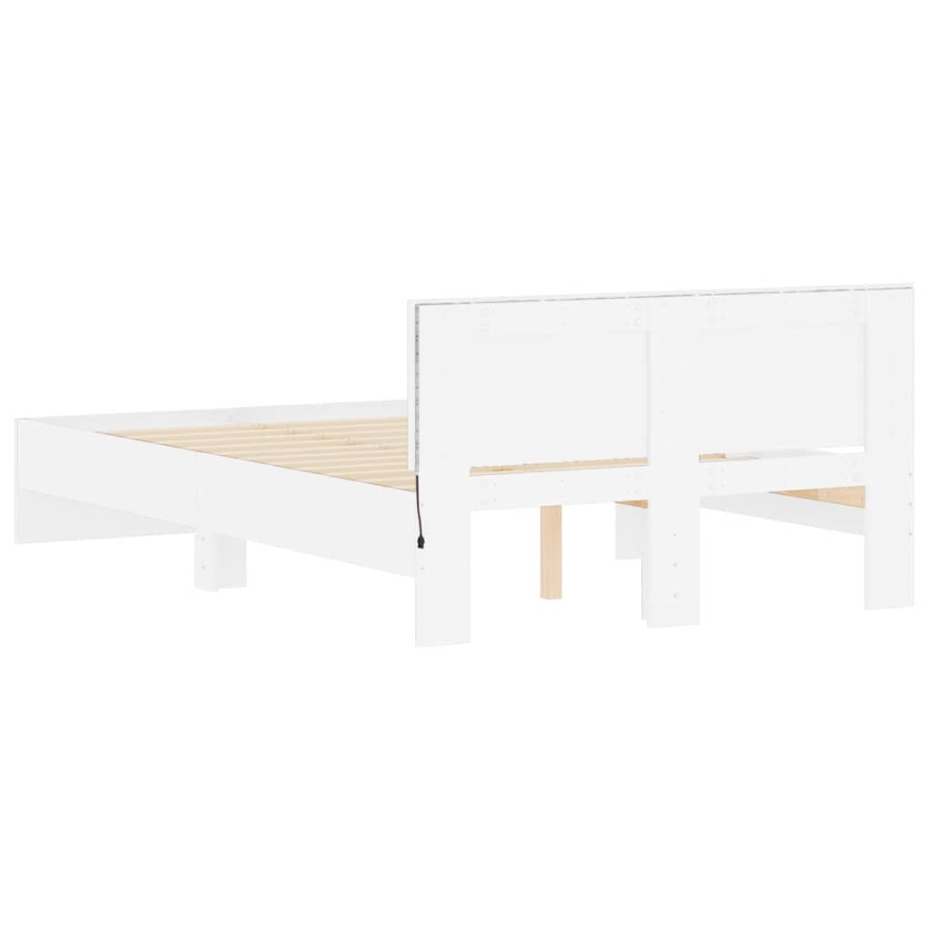 Bedframe met hoofdeinde en LED wit 120x200 cm is nu te koop bij PeponiXL, paradijselijk wonen!
