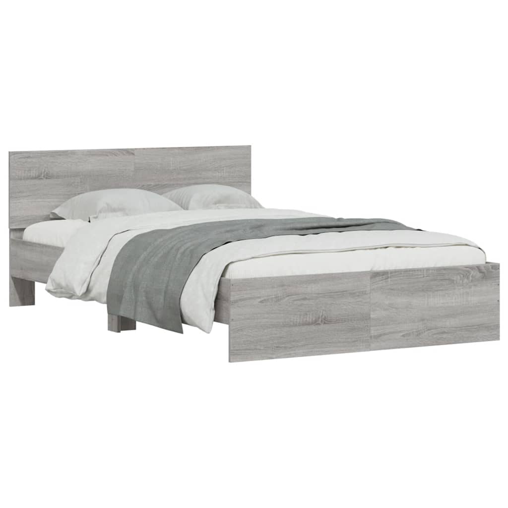 Bedframe met hoofdeinde en LED grijs sonoma eiken 120x200 cm is nu te koop bij PeponiXL, paradijselijk wonen!