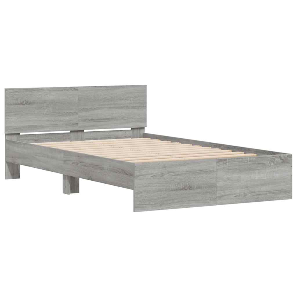Bedframe met hoofdeinde en LED grijs sonoma eiken 120x200 cm is nu te koop bij PeponiXL, paradijselijk wonen!