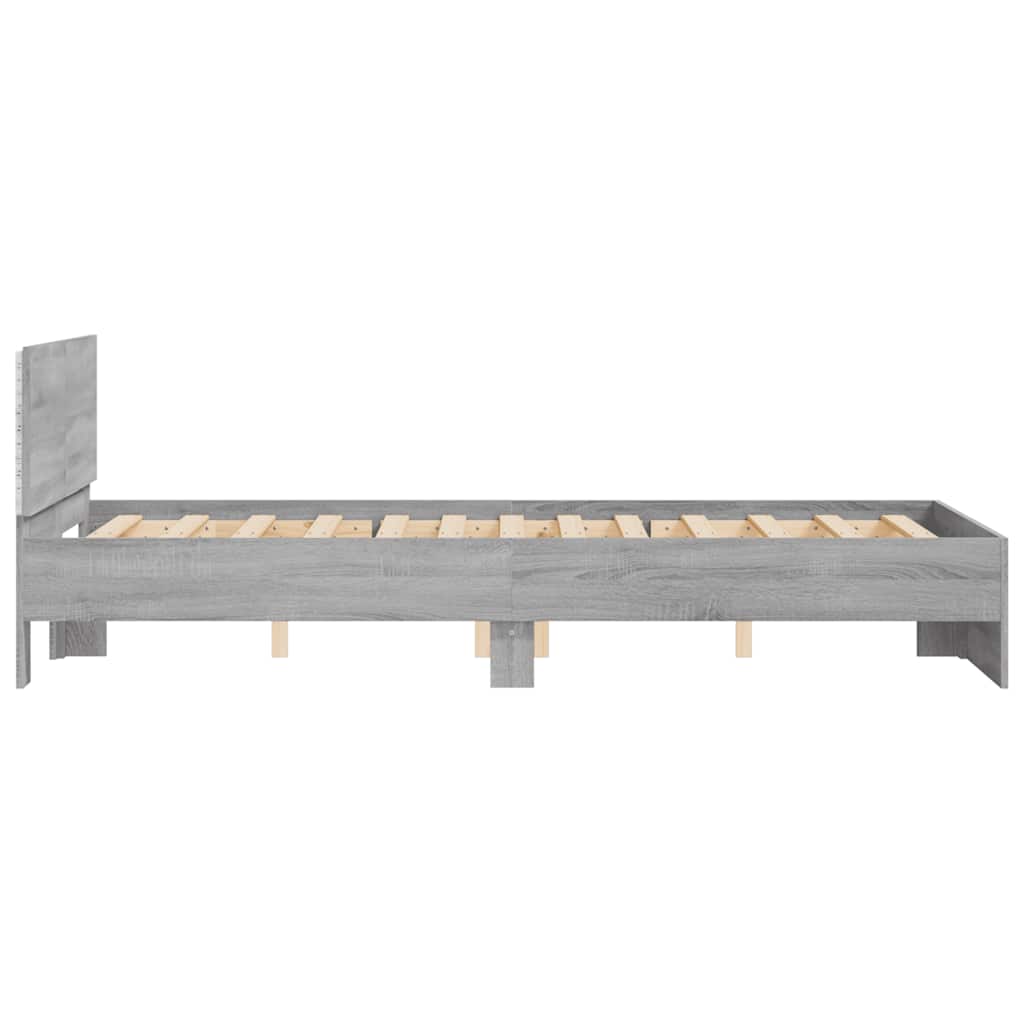 Bedframe met hoofdeinde en LED grijs sonoma eiken 120x200 cm is nu te koop bij PeponiXL, paradijselijk wonen!