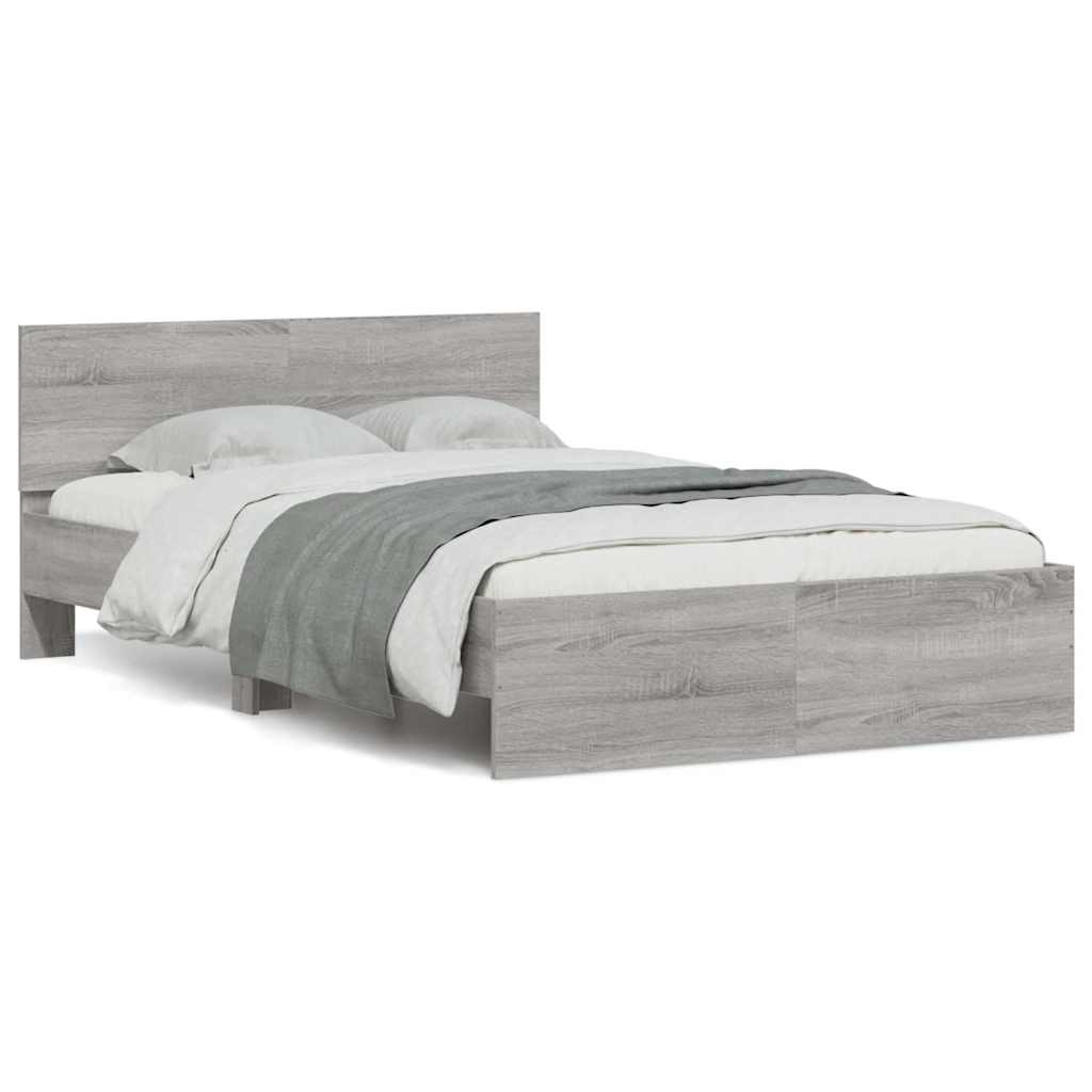 Bedframe met hoofdeinde en LED grijs sonoma eiken 120x200 cm is nu te koop bij PeponiXL, paradijselijk wonen!