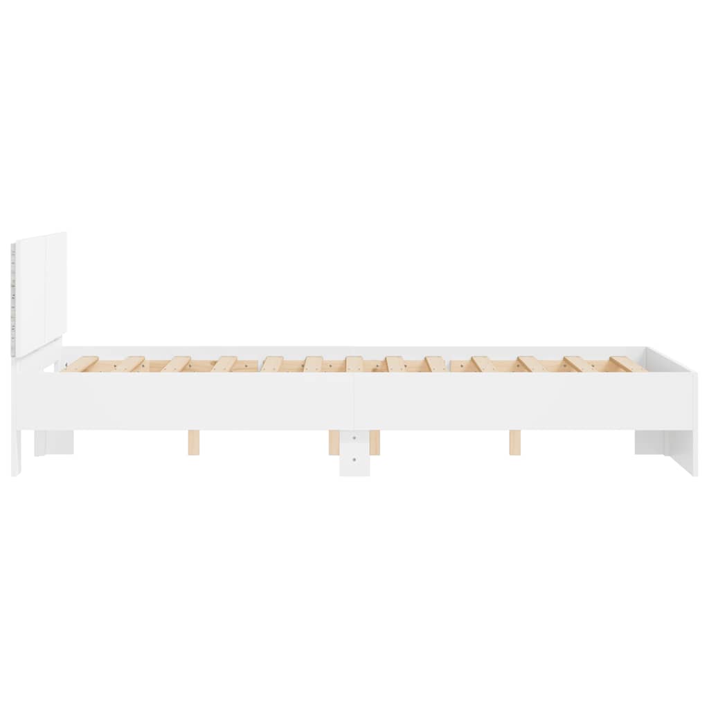 Bedframe met hoofdeinde en LED wit 140x190 cm is nu te koop bij PeponiXL, paradijselijk wonen!
