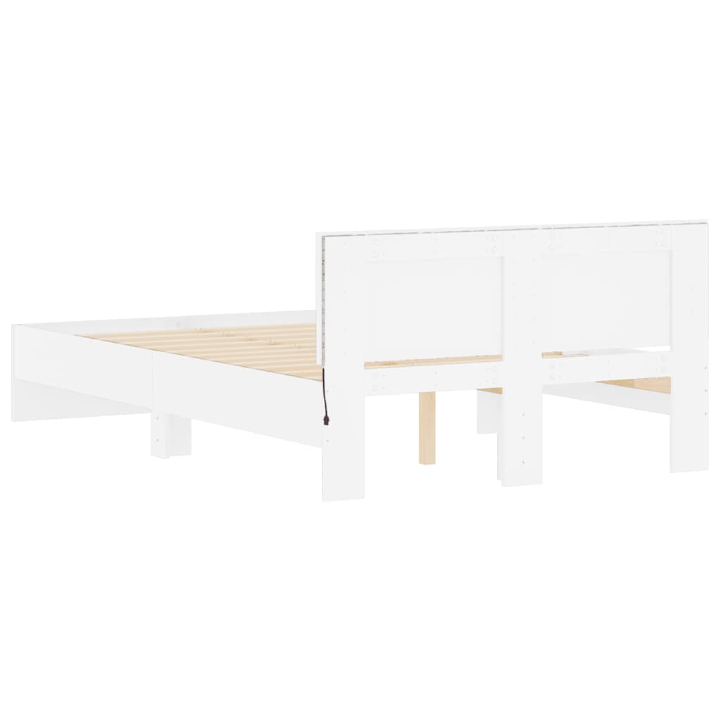 Bedframe met hoofdeinde en LED wit 140x190 cm is nu te koop bij PeponiXL, paradijselijk wonen!