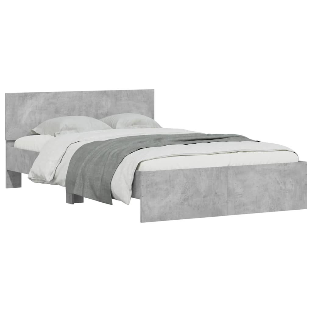 Bedframe met hoofdeinde en LED betongrijs 140x190 cm is nu te koop bij PeponiXL, paradijselijk wonen!